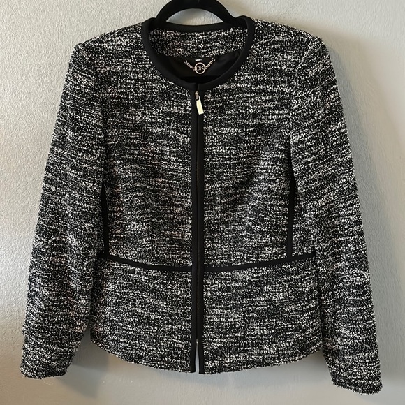 Y2K Donna Karan Womens 8 fitted minimalist jacket black boucle - Picture 1 of 12